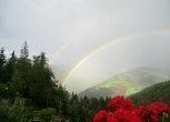 Blick zum Rosengarten vom Stanerhof mit Naturschauspiel